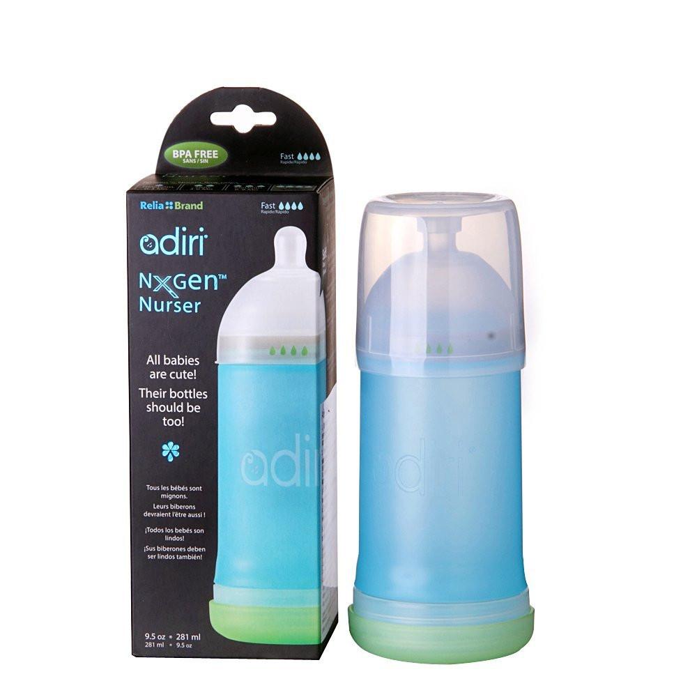 Adiri Biberón Nxgen Nurser de Flujo Rápido 9.5 Oz Azúl