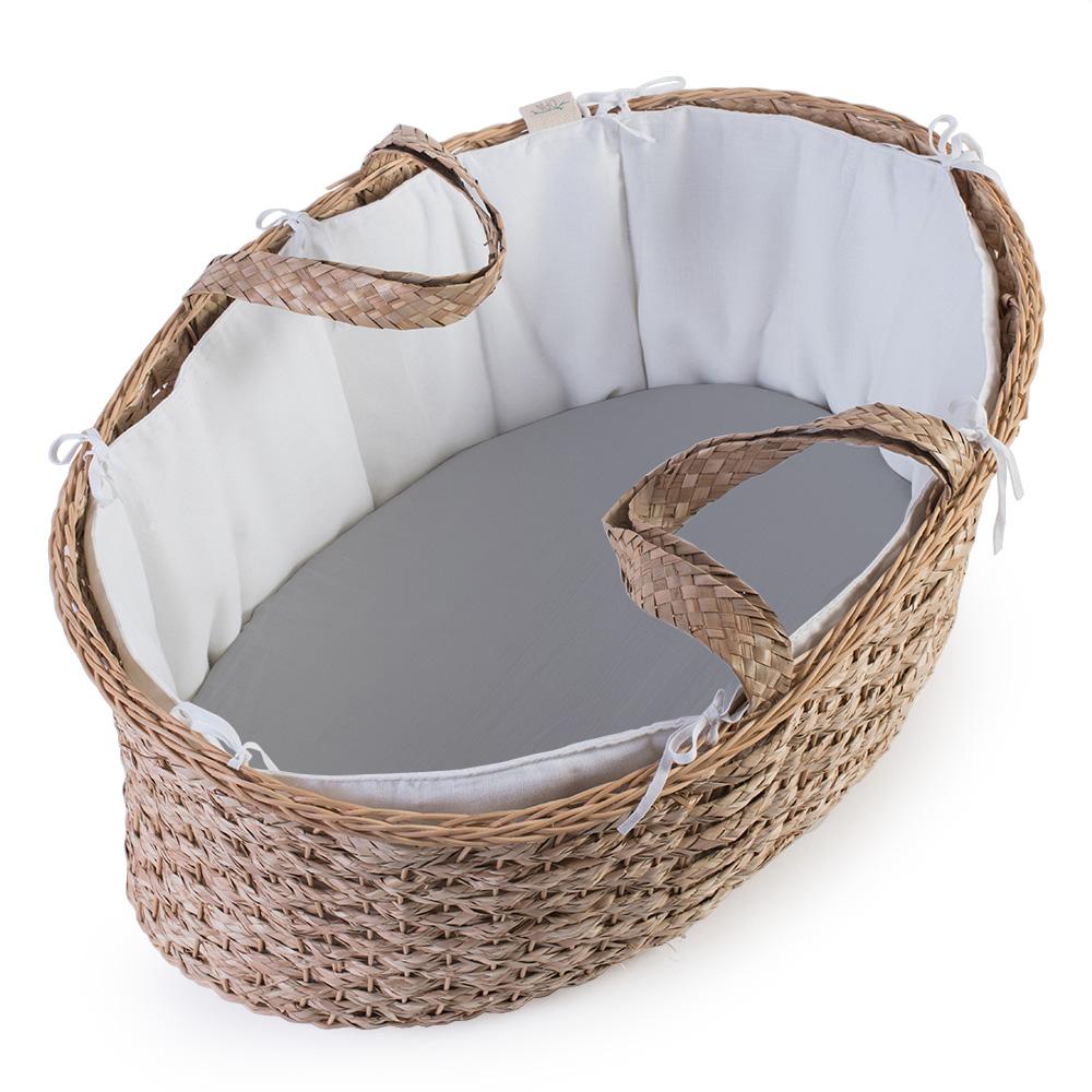 Cesta de moisés para bebés, cómoda y afelpada, cesta de mimbre para bebé,  incluye colchón y sábana para portador de moisés (blanco)